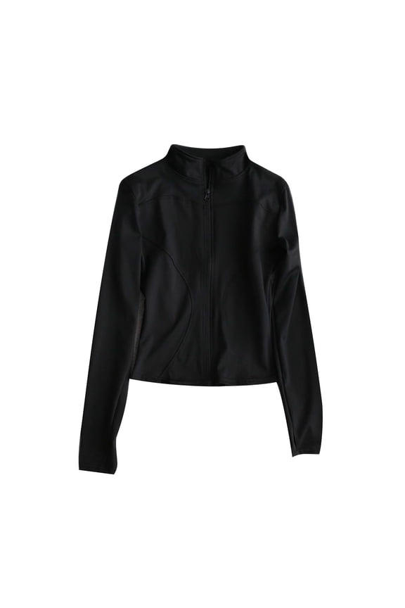 Womens Lightweight Athletic Jacket UPF 50+ Sun Protection Full Zip Long Sleeve Shirts for Hiking Outdoor Yoga Black L