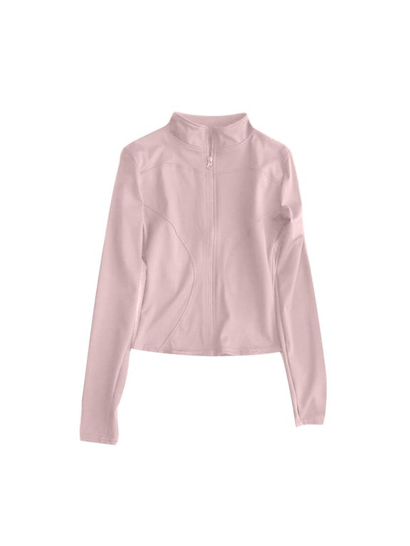 Womens Lightweight Athletic Jacket UPF 50+ Sun Protection Full Zip Long Sleeve Shirts for Hiking Outdoor Yoga Pink L