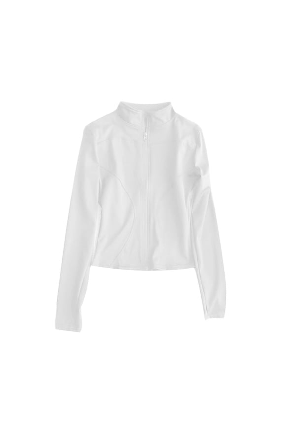 Womens Lightweight Athletic Jacket UPF 50+ Sun Protection Full Zip Long Sleeve Shirts for Hiking Outdoor Yoga White M