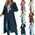thumbnail image 1 of TrendOFT Womens Oversized Long Trench Coat Double Lapel Windproof Overcoat Khaki L, 1 of 6