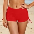 thumbnail image 1 of TrendOFT Womens Swim Board Shorts High Waisted Quick Dry Bathing Suit Bottoms 3" Boy Shorts Adjustable Ruched Side Bikini Shorts Red M, 1 of 5