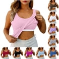 thumbnail image 1 of TrendOFT Womens Tank Tops with Built in Bras High Neck Fitted Crop Tops Spaghetti Strap Camisole Layering Basic Shirts Light Blue L, 1 of 9
