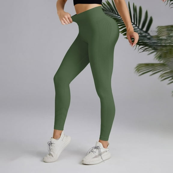 TrendOFT Womens Tummy Control Leggings High Waisted Soft Yoga Pants Workout Athletic Lounge Pants Army Green L