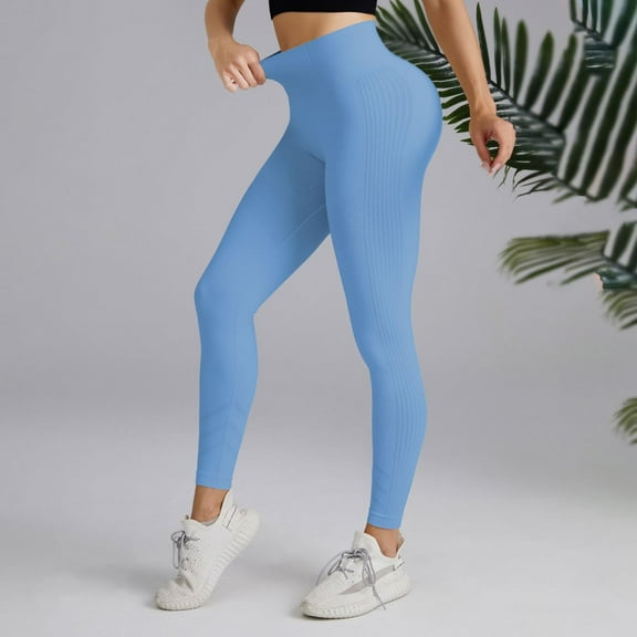 TrendOFT Womens Tummy Control Leggings High Waisted Soft Yoga Pants Workout Athletic Lounge Pants Blue S