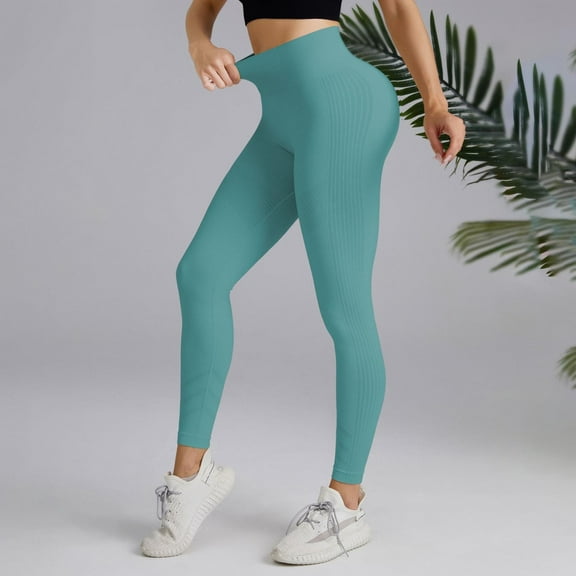 TrendOFT Womens Tummy Control Leggings High Waisted Soft Yoga Pants Workout Athletic Lounge Pants Green M