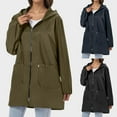 thumbnail image 1 of TrendOFT Womens Waterproof Raincoat Lightweight Rain Jacket Hooded Windbreaker with Pockets for Outdoor Black XXXXXXL, 1 of 6