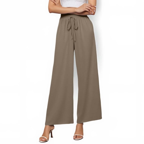 TrendOFT Womens Wide Leg Dress Pants with Pockets High Waist Adjustable Knot Loose Casual Trousers Business Work Casual Pants Army Green S