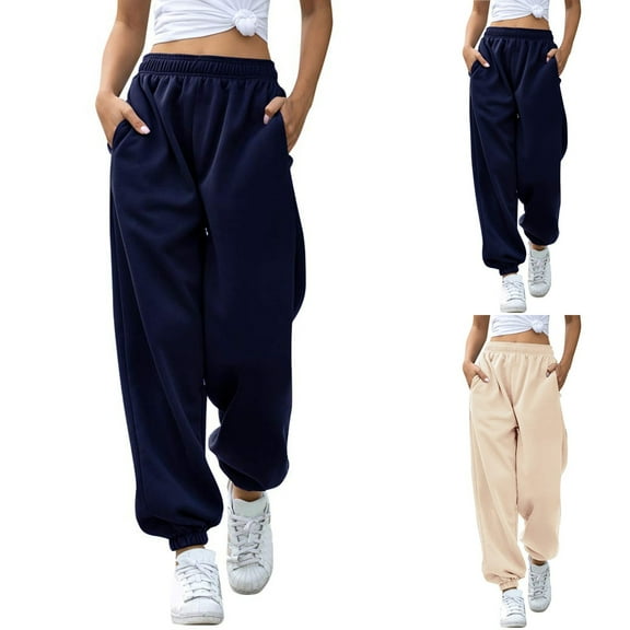 TrendOFT Womens Wide Leg Sweatpants Baggy Straight Leg Lounge Sweat Pants for Running Gym Fall Athletic Joggers with Pockets White XL