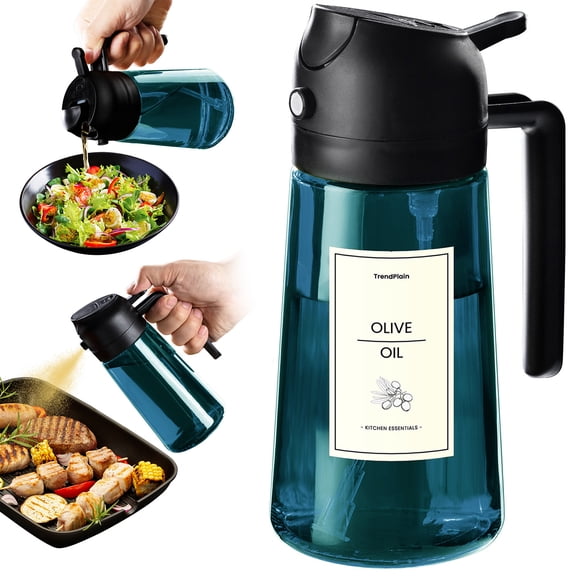 TrendPlain 16oz Glass Olive Oil Dispenser Bottle for Kitchen Gadgets Olive Oil Sprayer for Cooking with Stickers Black