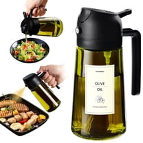 TrendPlain - Original 16oz Glass Olive Oil Dispenser Bottle for Kitchen Gadgets - Olive Oil Sprayer for Cooking w/Stickers - Black