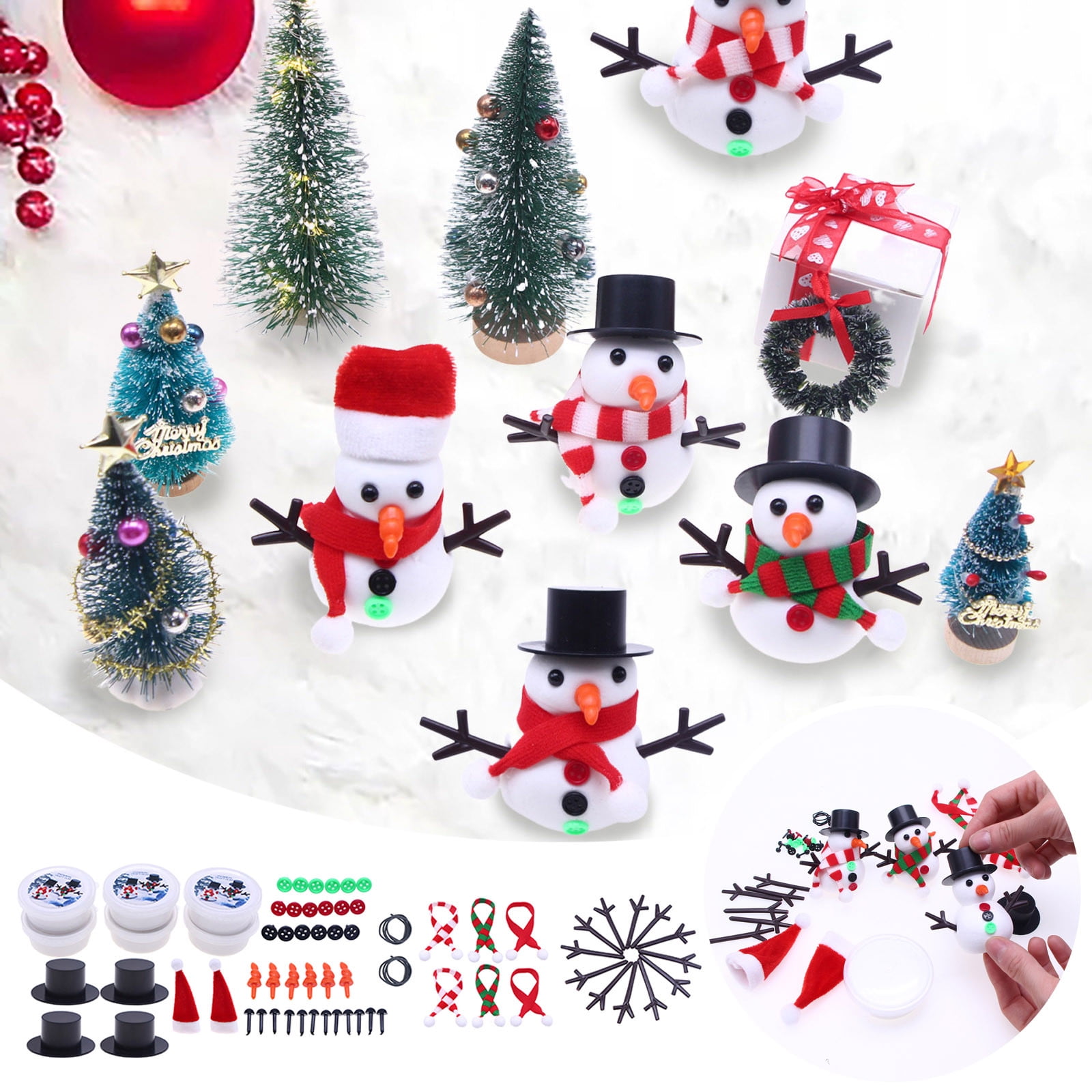 BANBBUR 12-Pack Snowman Craft Kits - Christmas Modeling Clay DIY For Kids