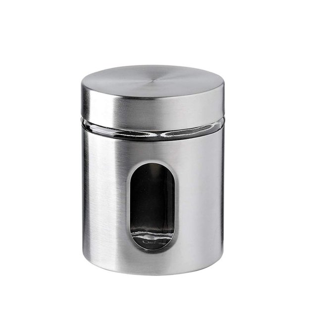 TrendTide Kitchen Items Brushed Stainless Steel And Glass Jar With