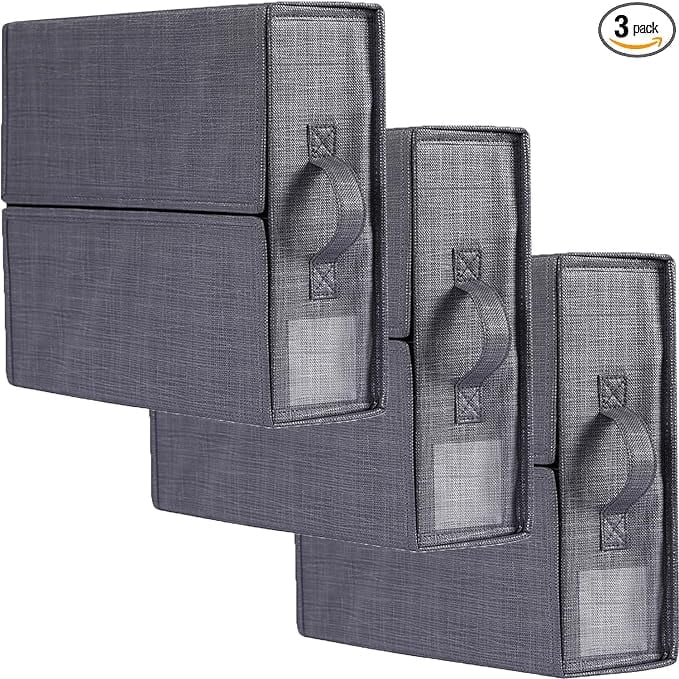 Bed Sheet Organizer Set Of 3 - Linen Closet Storage For Queen/King Sheets, Blankets, Teal With Clear Window