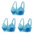 thumbnail image 1 of successthop 3 Pack Womens Bras Comfortable Blue 40 Wirefree Push Up Everyday Bralette Solid V Neck Daily Bralette Spaghetti Straps Basic Bra Full Coverage Soft Bras Lingerie, 1 of 3