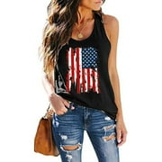 TrendVibe365 4th of July Shirts for Women Tank Tops American Flag Summer Pullovers Scoop Neck Veteran Tops Sleeveless Gifts Blouse Loose Fit Tshirts Casual Vacation Clothing