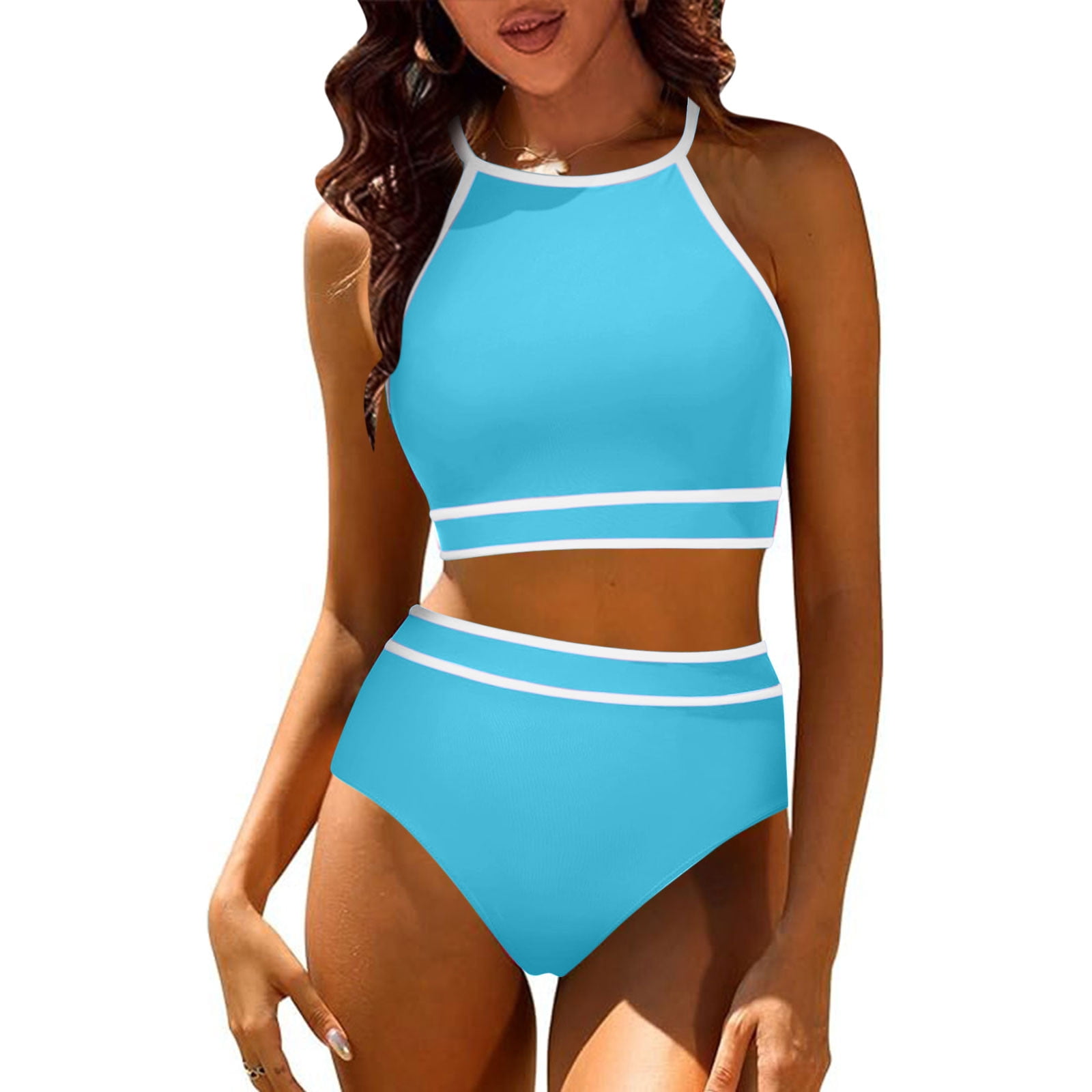 TrendVibe365 Womens Swimsuits 2 Piece Bikini Halter Stitched TrendVibe365 Womens Swimsuits 2 Piece Bikini Halter Stitched