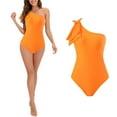 thumbnail image 1 of successthop Bathing Suits for Women One Piece Orange Swimsuits Thong One Shoulder Solid Swimwear Beachwear M, 1 of 7