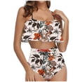 thumbnail image 1 of successthop Bikinis for Women 2 Piece Shorts White 2 Piece Swimsuits High Waist Thong Adjustable Shoulder Strap Ruffles Bandeau Bathing Suits Floral Swimwear Beachwear 2XL, 1 of 4