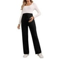thumbnail image 1 of successthop Black Maternity Clothes for Women Pants Plus Size Maternity Pants Full Length Trouser Loose Beach Pants for Mother No Compression of the Stomach Solid Straight M Casual Clothes, 1 of 7