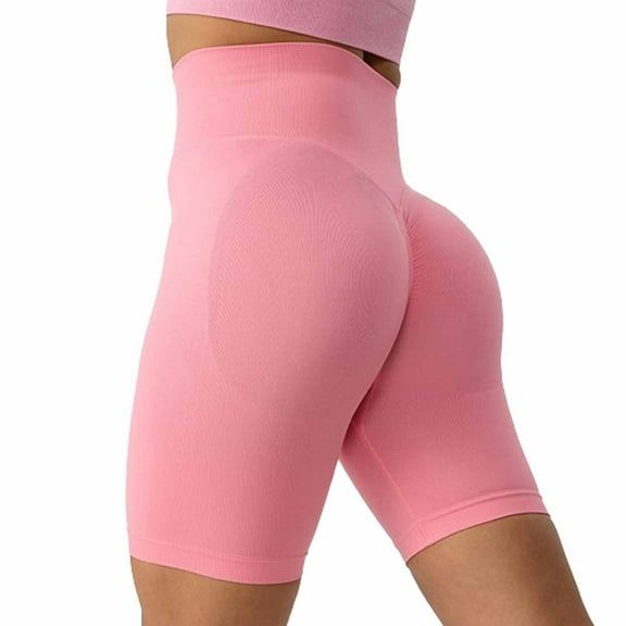 TrendVibe365 Booty Shorts for Women Pink High Rise Biker Shorts Butt Lifting Yoga Leggings Fitness Tights Pants Clothing