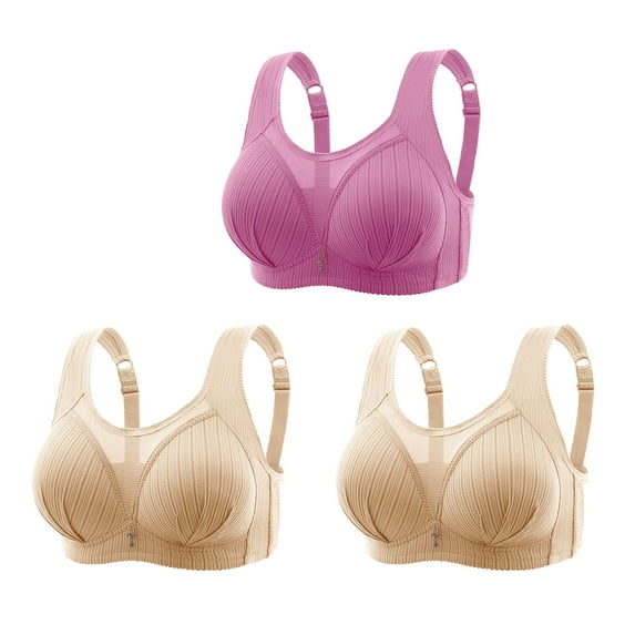 successthop Bras for Women 3 Pack Mesh No Underwire Push up Bralettes Padded Adjustable Strap Corset Bra Full Coverage Crop Cami Top Cute Shapewear Pink L