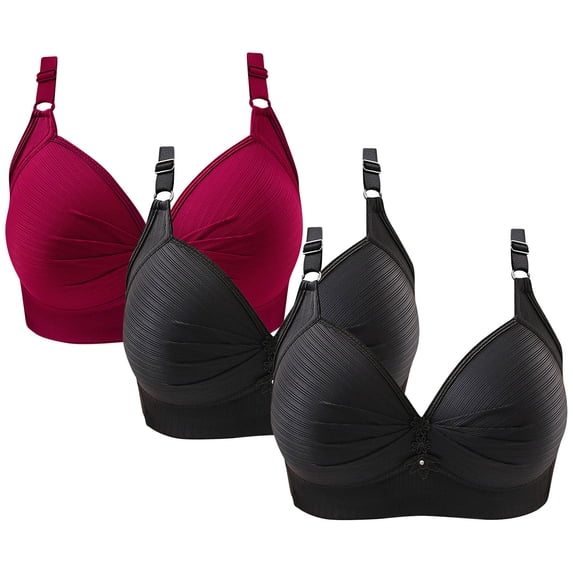TrendVibe365 Bras for Women Multipack Wirefree Push up Bralettes Padded Triangle Adjustable Strap Corset Full Coverage Crop Cami Top Comfort Shapewear Red M