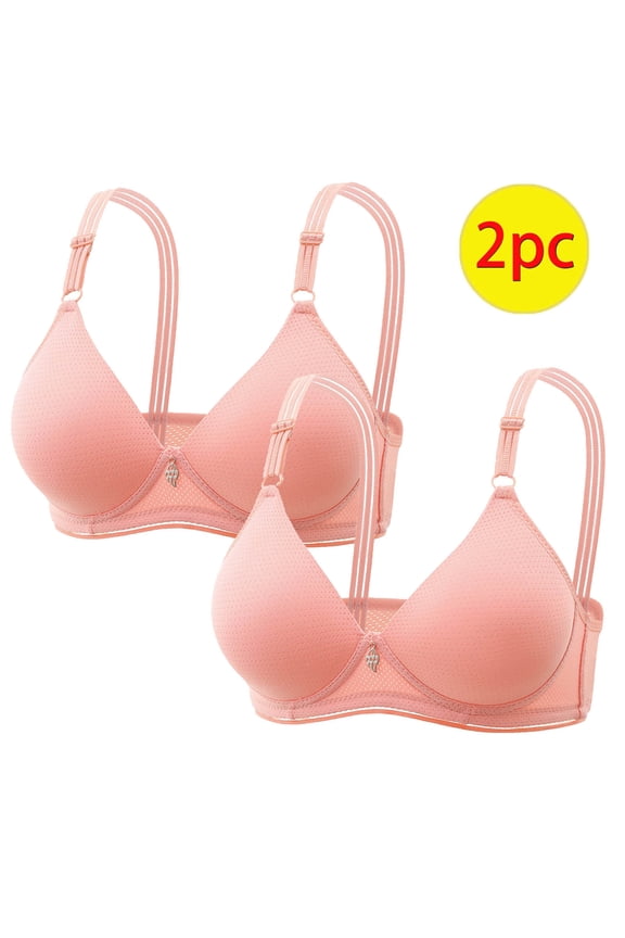 TrendVibe365 Bras for Women No Underwire Push up Multipack Wireless Push up Bralette Padded Triangle Adjustable Strap Bustier Full Coverage Crop Cami Top Comfy Lingerie Pink 38/85