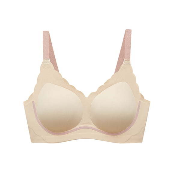 successthop Bras for Women No Underwire Push up Scalloped No Underwire Push up Bralettes Padded Triangle Adjustable Strap Bustier Full Coverage Crop Cami Top Comfort Underwear Nude L