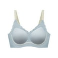 thumbnail image 1 of successthop Bras for Women No Underwire Scalloped Wireless Push up Bralette Padded Triangle Adjustable Strap Corset Bra Full Coverage Crop Cami Top Comfortable Underwear Blue L, 1 of 4