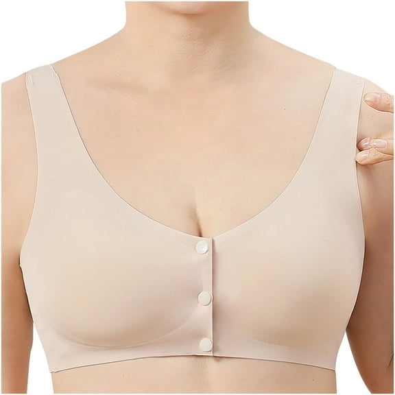 successthop Bras for Women Wireless Push up Bralettes Padded Snap Front Clasp Wide Strap Bustier Full Coverage Crop Tank Top Comfortable Lingerie Brown XL