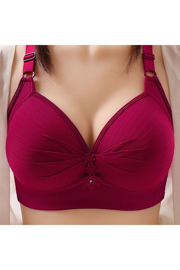 Bras for Older Women with Sagging Breasts, Longline Bralette, Cute Bras for Women, Red