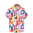 thumbnail image 1 of successthop Button down Shirt Men Pink Valentines Womens Tops Plus Size Long Sleeve Polyester Casual Button up Love Heart Printed Lover Gift Blouse Tops for Valentines Gifts 4XL, 1 of 5
