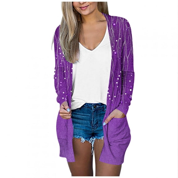 successthop Cardigan for Women Fall Fashion Long Sleeve Loose Slouchy Lightweight Open Front Casual Draped Lapel Cardigans Long Cardigans with Pockets Everyday Wear Going Out Cardigan
