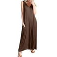 thumbnail image 1 of TrendVibe365 Casual Jumpsuits for Women Summer Coffee Pants Solid V Neck Oversized Wide Leg Beach Overalls Tank Flowy Long Sleeveless Rompers Clothes People Lookalikes, 1 of 6