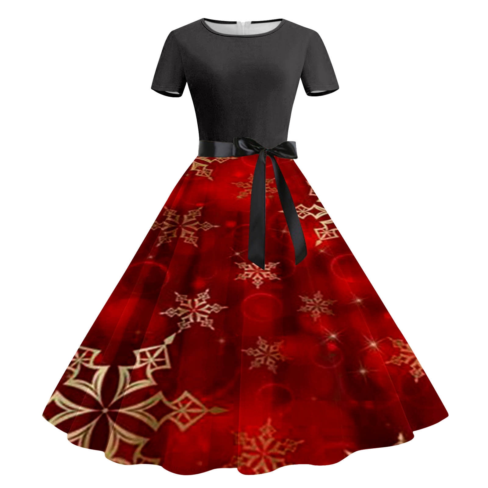 TrendVibe365 Christmas Tree Plaid Dress Women with Sleeves Cute Dress