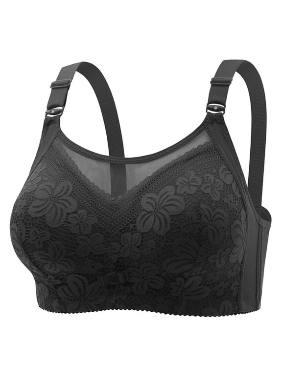 Comfortableable Bras for Women Lace No Underwire Push up Bralette Padded Adjustable Strap Corset Bra Full Coverage Crop Cami Top Shapewear Black 36