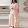 thumbnail image 1 of successthop Cozy Lounge Sets for Women 2 Piece Solid Color Crewneck Long Sleeve Shirts and Wide Leg Long Pants Comfy Trendy Pajamas Lounge Set Loungewear Summer Outfits, 1 of 4