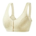 thumbnail image 1 of successthop Daisy Bra for Seniors Front Closure Womens Daisy Floral Wirefree Push up Bralette Padded Snap Front Close Wide Strap Longline Corset Full Coverage Crop Tank Top Cute Shapewear Nude, 1 of 3