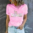 thumbnail image 1 of TrendVibe365 Easter Graphic Tees for Women Easter Eggs Bunny Rabbit Mama Letters Holiday Gifts Shirts Round Neck Pullovers Short Sleeve Tees Spring Cute Happy Blouse Clothes Pink L(US=8), 1 of 7