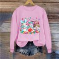 thumbnail image 1 of TrendVibe365 Easter Sweatshirt for Women Funny Graphic Gnomes Easter Eggs Bunny Rabbit Floral Baskets Holiday Gifts Tees Round Neck Tops Long Sleeve Shirts Loose Fit Groovy Party Blouse Clothes Pink, 1 of 3