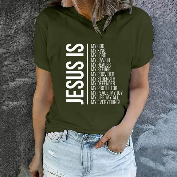 TrendVibe365 Easter T Shirts for Women Graphic Print Funny Sayings Letters Holiday Gifts Tees Round Neck Tops Short Sleeve Shirts Loose Fit Groovy Party Blouse Clothes Green M(US=6)