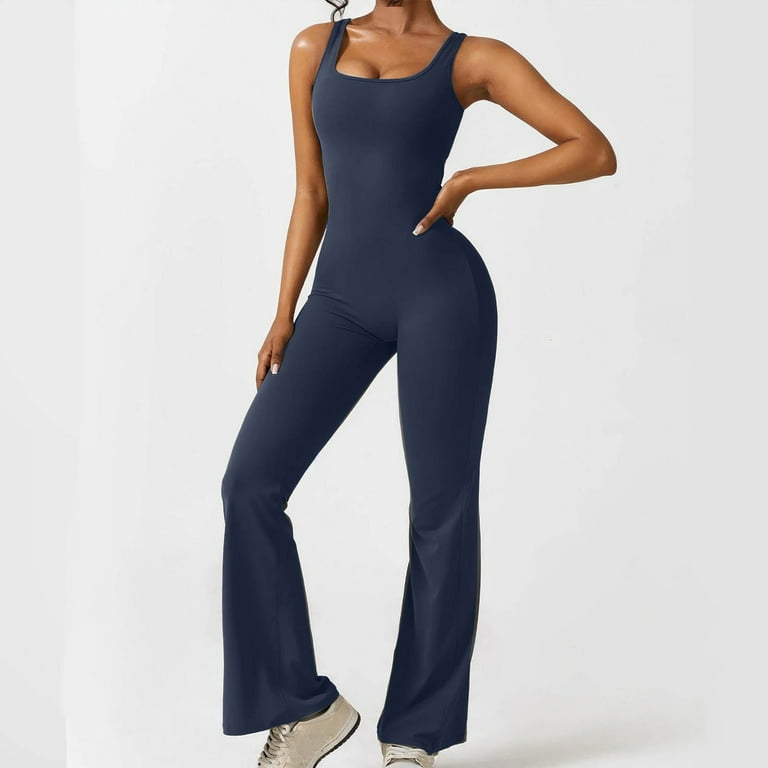 TrendVibe365 Flare Jumpsuit for Women Solid Ruched Sexy One
