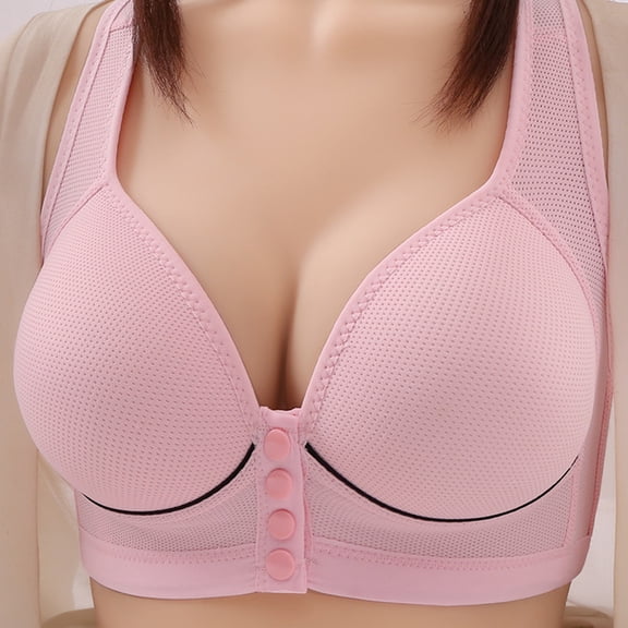 successthop Front Closure Bras Womens No Underwire Push up Bralette Padded Snap Front Close Wide Strap Corset Top Full Coverage Crop Tank Top Comfort Shapewear Pink S