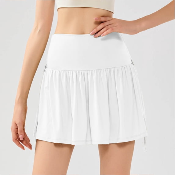 successthop Golf Shorts Women Run Tennis Golf Athletic Skirts Athletic Mid Rise Pleated Skort Shorts Pants with Inner Short Trendy Pull on Elastic Waistband Trousers w Pockets Comfy