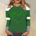 thumbnail image 1 of TrendVibe365 Green Womens Long Sleeve Tops Plus Size Dressy St Patricks Day Plus Size Crew Neck Polyester Casual St. Patricks Day Blouse Tops for Irish Themed Gifts XL, 1 of 5