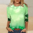 thumbnail image 1 of successthop Green Womens Tops 3/4 Sleeve St Patricks Day Plus Size Crew Neck Polyester Casual St. Patricks Day Blouse Tops for Irish Themed Gifts 5XL, 1 of 5