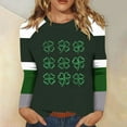 thumbnail image 1 of successthop Green Womens Tops Plus Size Long Sleeve St Patricks Day Plus Size with Crew Neck Polyester Casual St. Patricks Day Blouse Tops for Irish Themed Gifts 3XL, 1 of 5