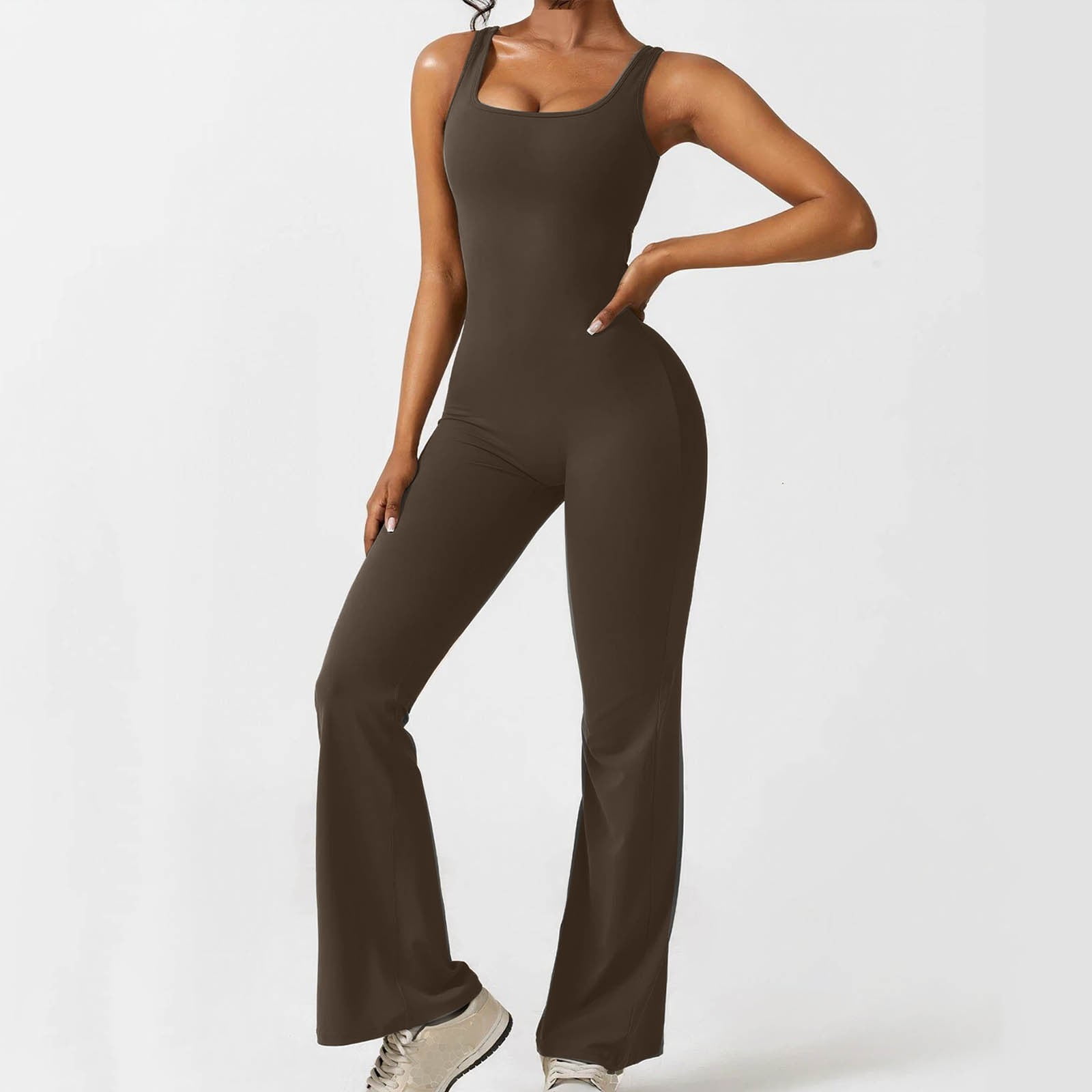 TrendVibe365 Flare Jumpsuit for Women Solid Ruched Sexy One