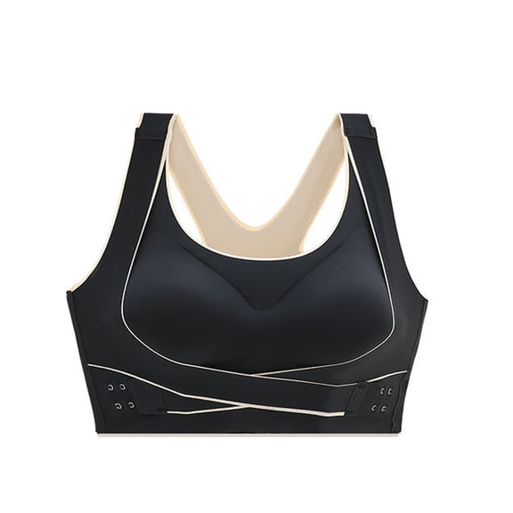 successthop Gym Bras for Women Workout No Wire Push up Bralette Padded Cross Side Buckle Front Crossover Back Wide Strap Supportive Corset Top Full Coverage Crop Tank Top Comfy Underwear Black 2XL