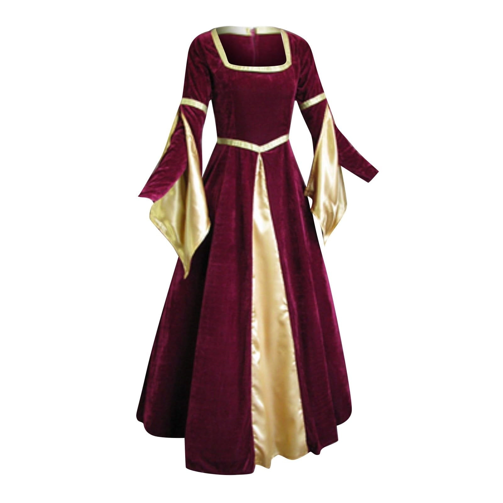 TrendVibe365 Halloween Medieval Renaissance Dress for Women Bell Sleeve